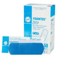 1" X 3" Blue Foam Metal Detectable Adhesive Bandages - 50 Per Box - 1003 - First Aid Market