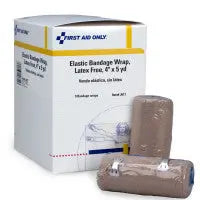 4" x 5 yd. Latex-Free Elastic (Ace) Bandage Wrap w/ 2 Fasteners - 9 Per Box - J617 - First Aid Market