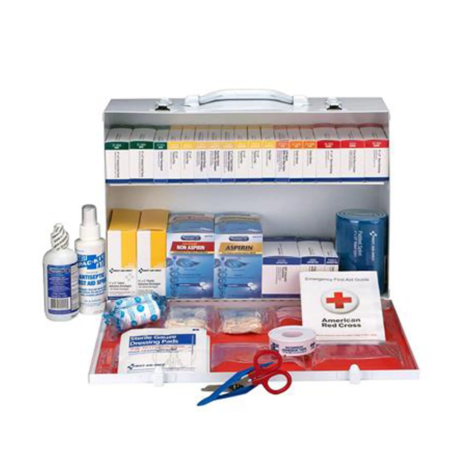 2 Shelf First Aid ANSI B+ Metal Cabinet, with Meds - First Aid Market