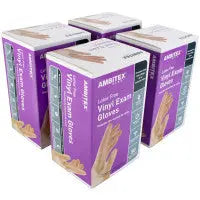 Ambitex Brand Latex Free, Powder Free, Vinyl Exam Gloves, 4 Boxes of 50 gloves / 200 gloves, 33470-4 - First Aid Market