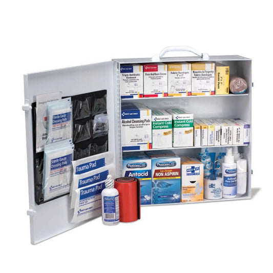 3 Shelf First Aid ANSI B+ Metal Cabinet, with Meds - First Aid Market
