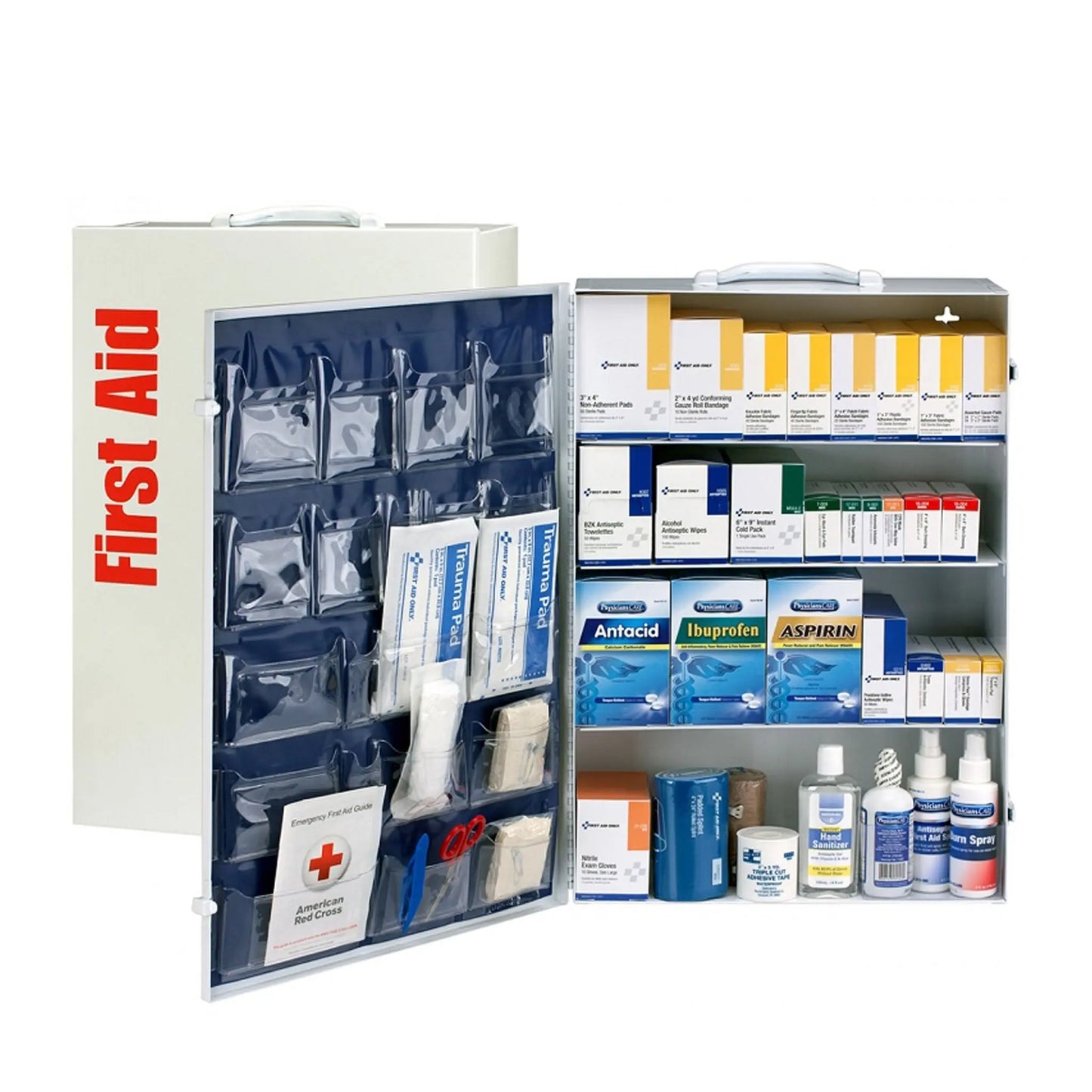 4 Shelf First Aid ANSI B+ Metal Cabinet, with Meds - First Aid Market