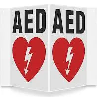 AED wall sign- 3 way - First Aid Market