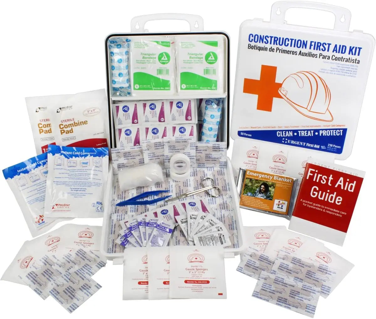 Bilingual OSHA Contractors First Aid Kit for Job Sites up to 50 People – Gasketed Plastic, 238 pieces - First Aid Market