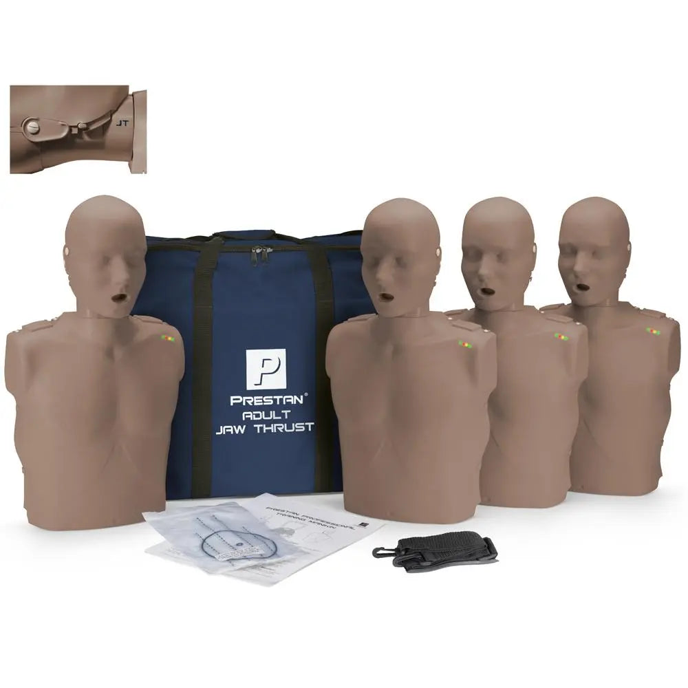 PRESTAN ADULT JAW THRUST CPR MANIKIN W/ CPR MONITOR - 4 PACK - Medium Skin - First Aid Market