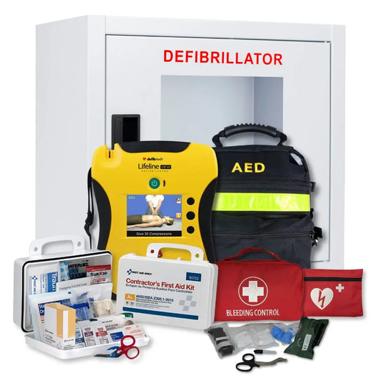 Defibtech Lifeline View Recertified AED Complete First Aid and AED Value Package - First Aid Market
