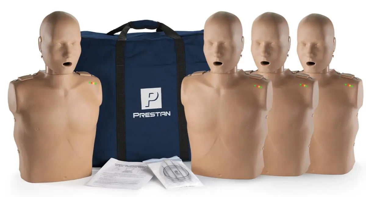 PRESTAN ADULT CPR MANIKIN W/ MONITOR - 4 PACK - DARK SKIN - First Aid Market