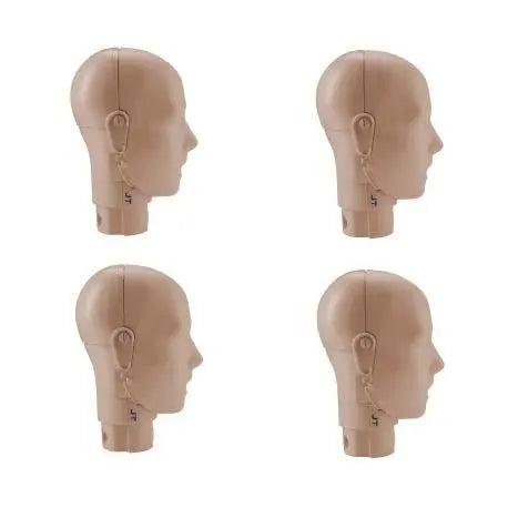 PRESTAN ADULT MANIKIN JAW THRUST HEAD ASSEMBLY - 4 PACK - MEDIUM SKIN - First Aid Market