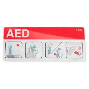 Philips AED Awareness Sign Placard - Red - First Aid Market