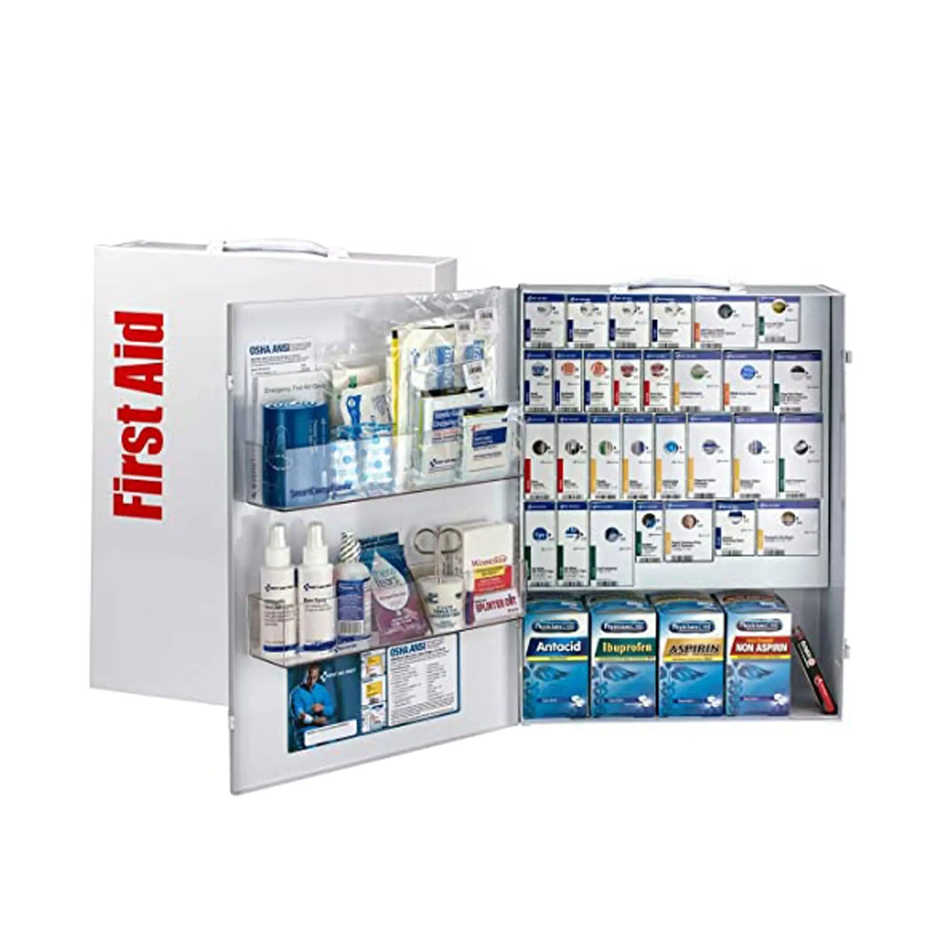 XL Metal Smart Compliance General Business First Aid Cabinet with Meds - First Aid Market